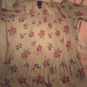 Off the shoulder floral silk top